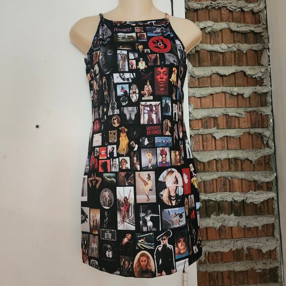 Beyonce Mini Dress Lined Photo Collage Size S Small - Picture 1 of 5